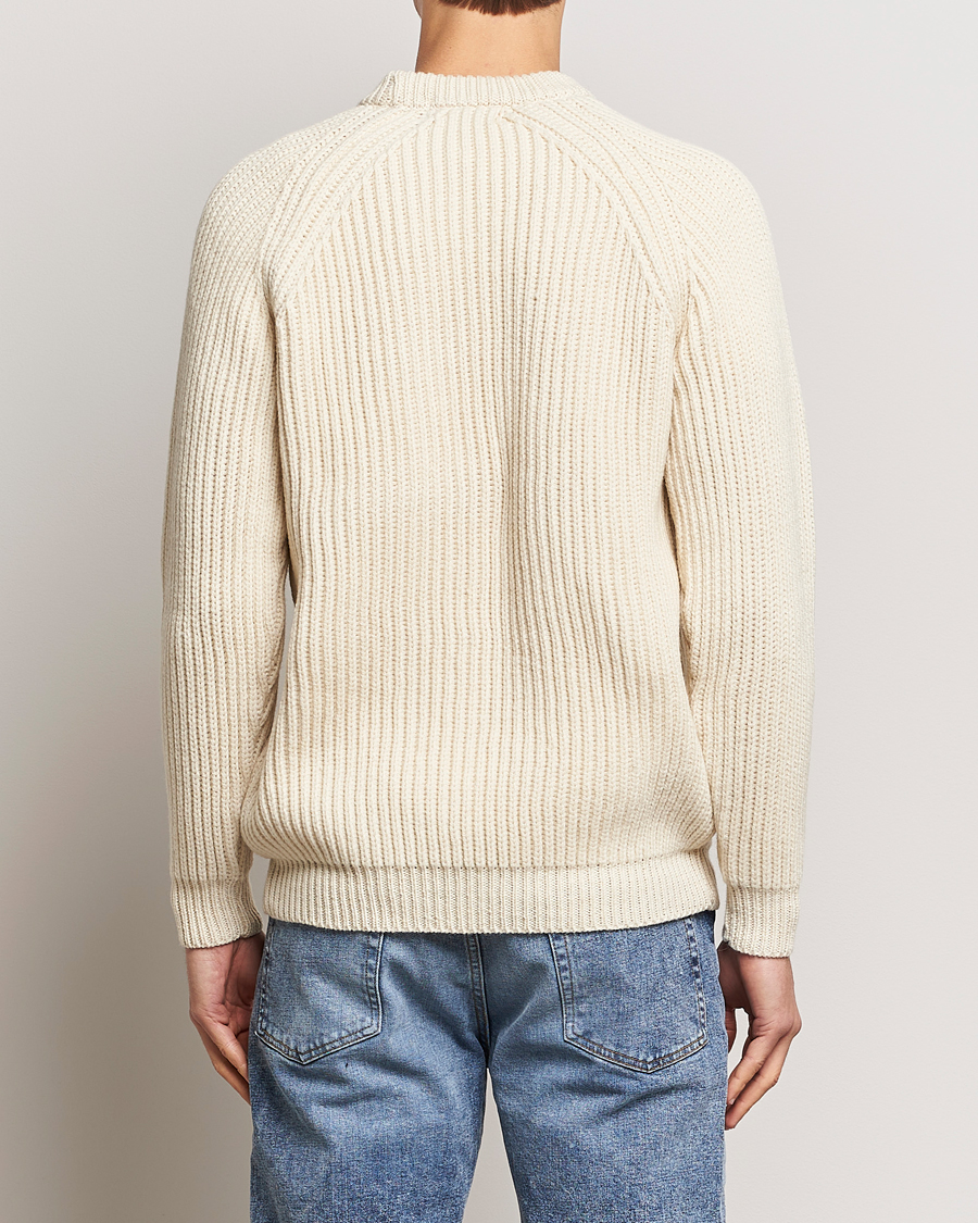 Homme | Pulls Et Tricots | Gloverall | Fisherman Rib Chunky Wool Crew Ecru