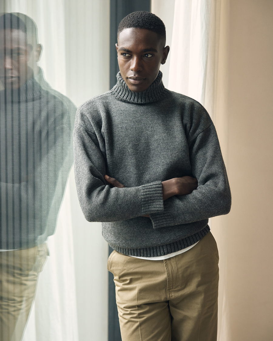 Homme | Pulls Et Tricots | Gloverall | Submariner Chunky Wool Roll Neck Grey