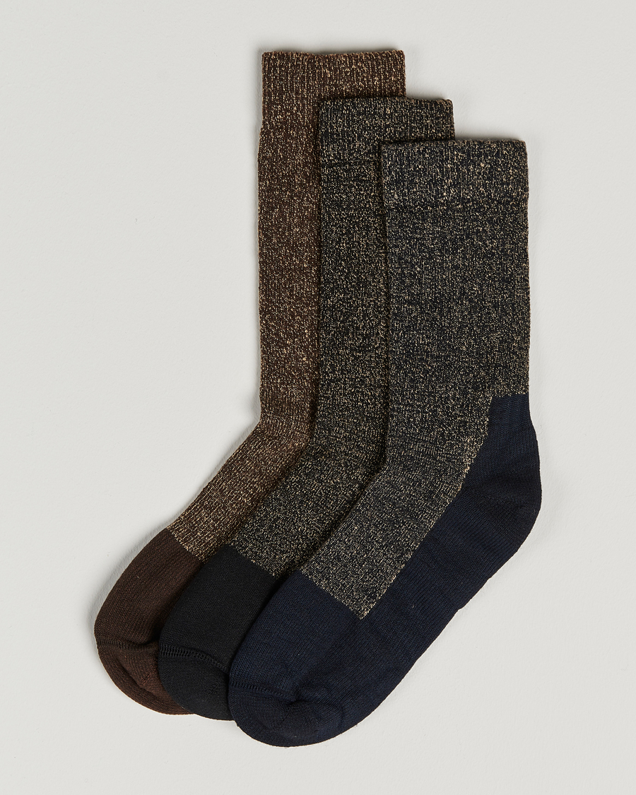 Homme | Sous-Vêtements Et Chaussettes | Red Wing Shoes | Wool Deep Toe-Capped Crew 3-Pack Brown/Navy/Black