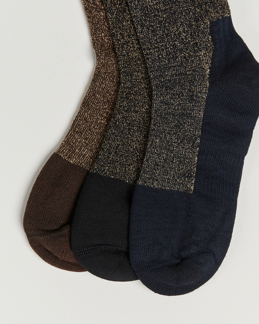 Homme | Sous-Vêtements Et Chaussettes | Red Wing Shoes | Wool Deep Toe-Capped Crew 3-Pack Brown/Navy/Black