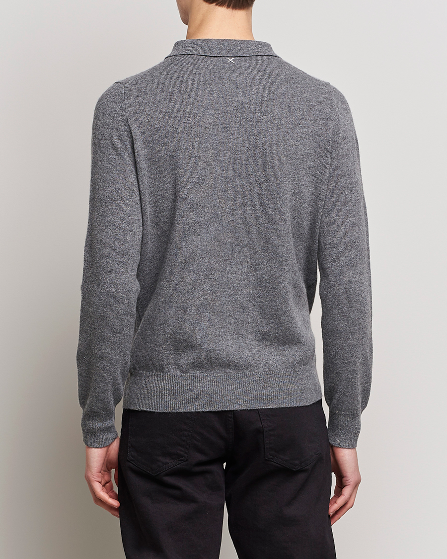 Heren | Truien | People's Republic of Cashmere | Cashmere Long Sleeve Polo Heather Grey