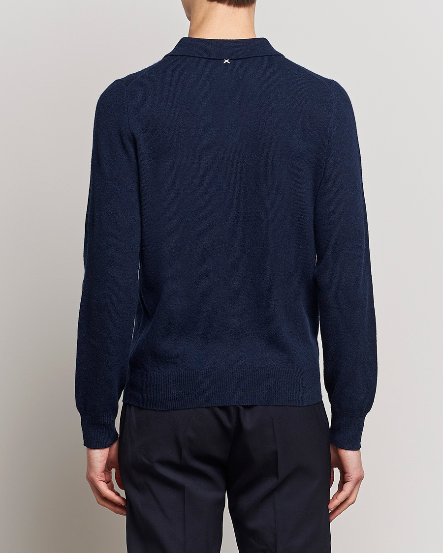 Heren | Truien | People's Republic of Cashmere | Cashmere Long Sleeve Polo Navy