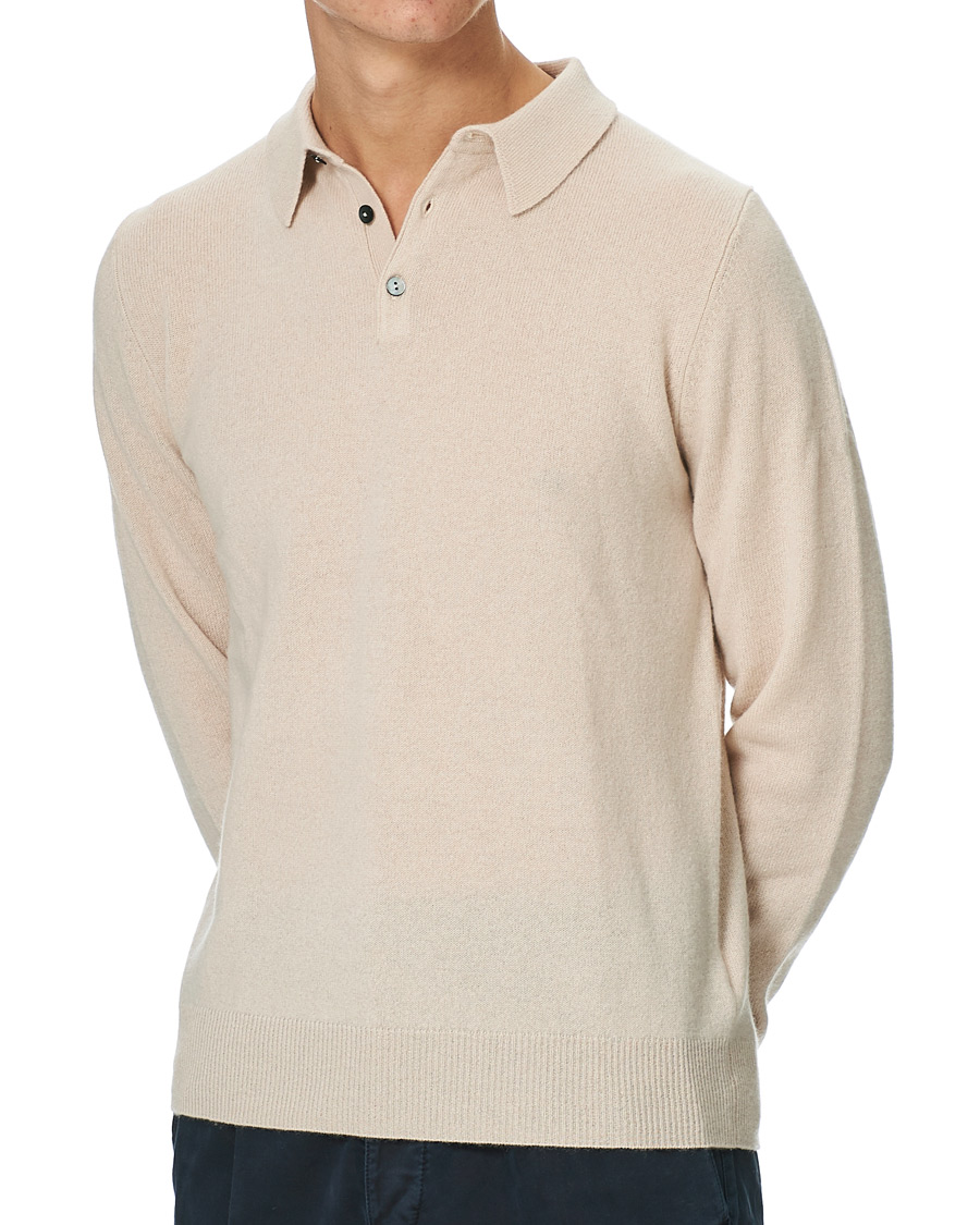 Heren | Truien | People's Republic of Cashmere | Cashmere Long Sleeve Polo Cream