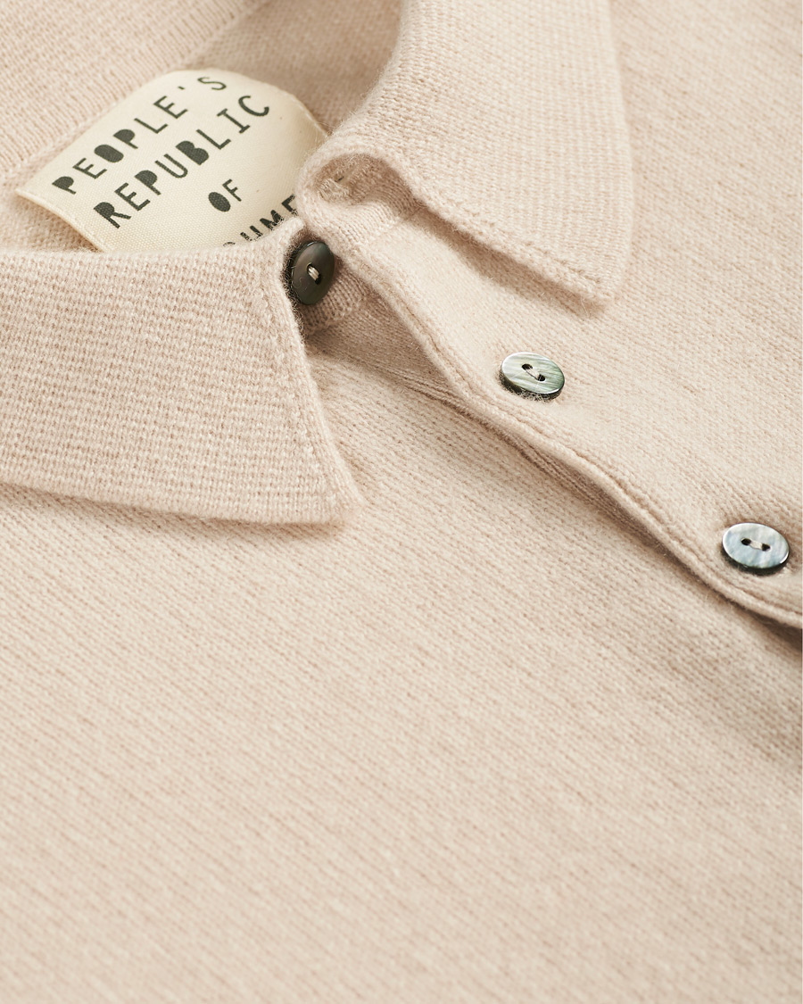 Heren | Truien | People's Republic of Cashmere | Cashmere Long Sleeve Polo Cream