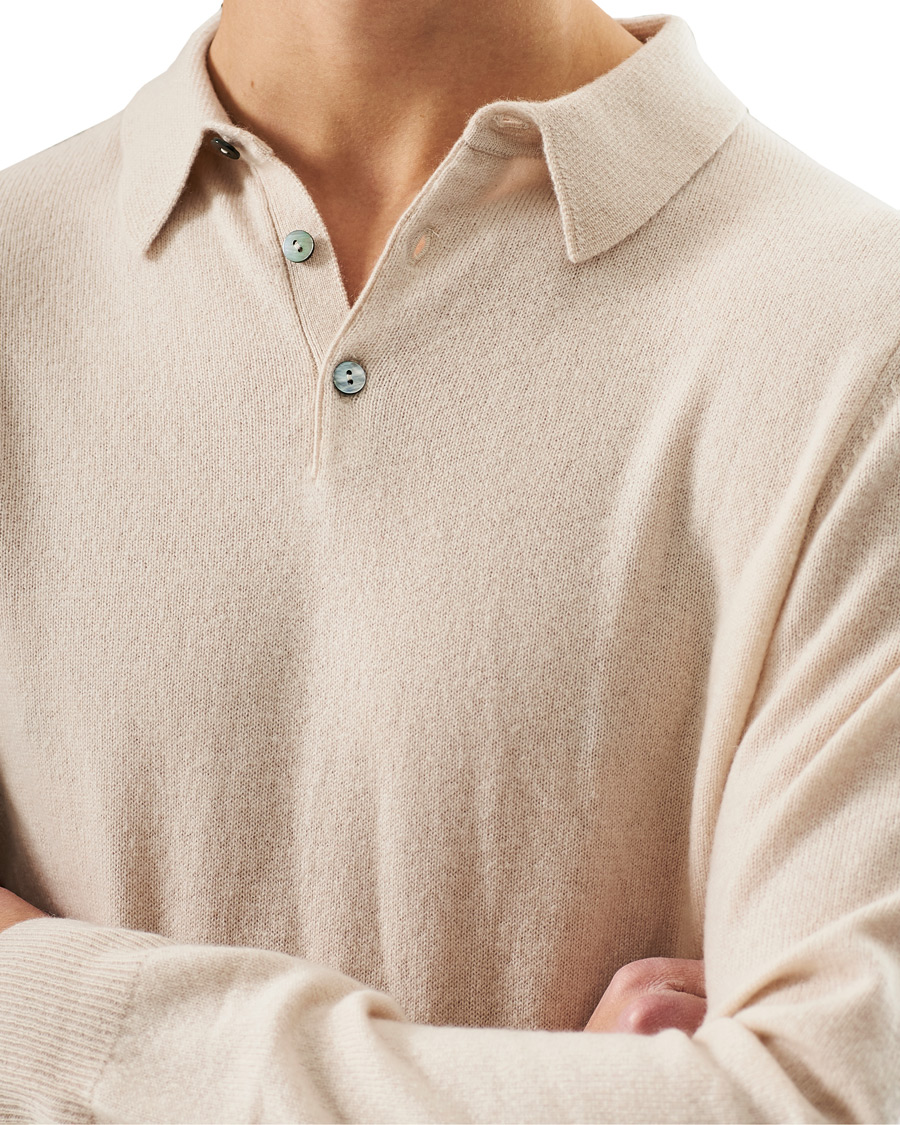 Heren | Truien | People's Republic of Cashmere | Cashmere Long Sleeve Polo Cream