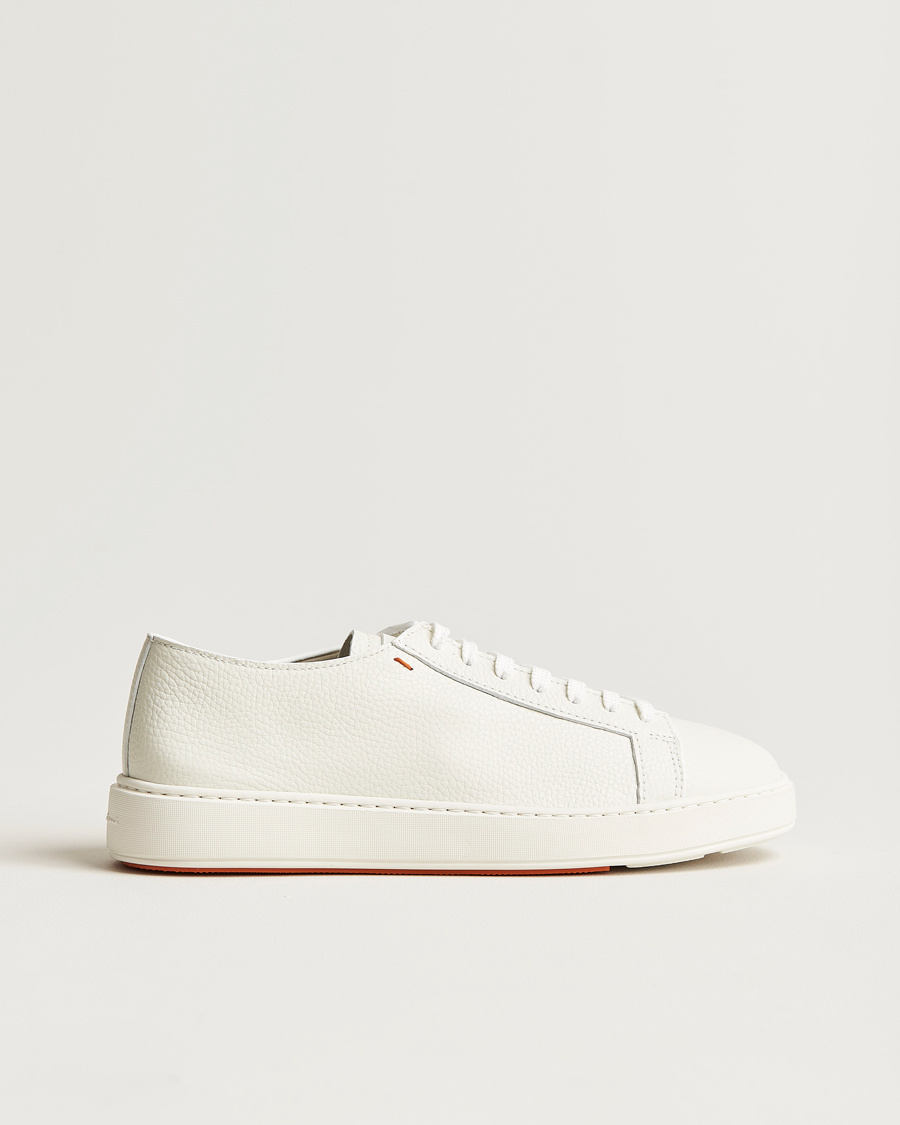Heren | Sneakers | Santoni | Low Top Grain Leather Sneaker White Calf