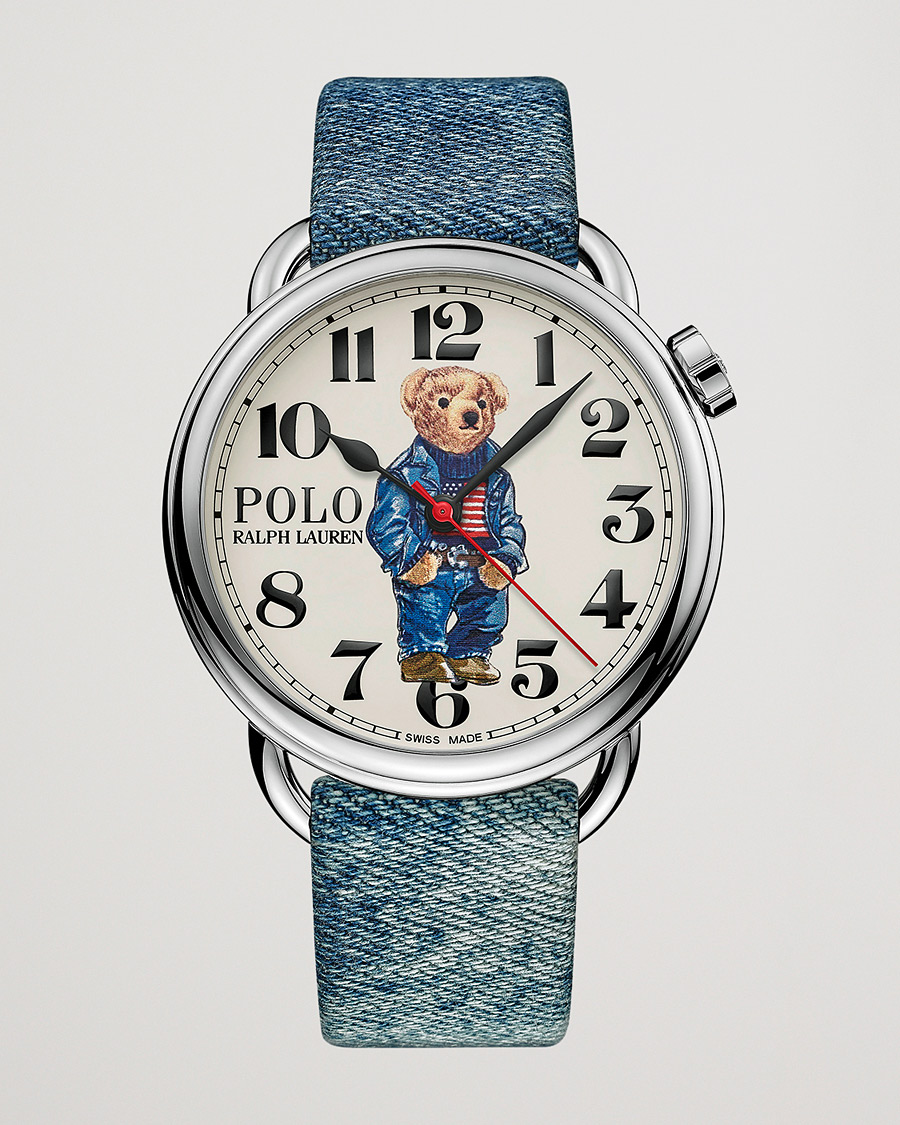 Heren | Polo Ralph Lauren 42mm Automatic Denim Flag Bear Steel With White Dial | Polo Ralph Lauren | 42mm Automatic Denim Flag Bear Steel With White Dial