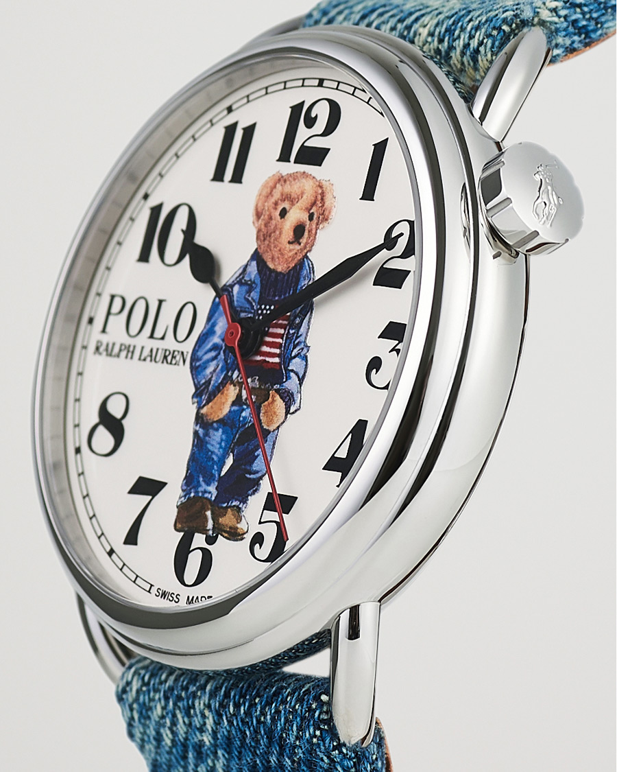 Heren | Polo Ralph Lauren 42mm Automatic Denim Flag Bear Steel With White Dial | Polo Ralph Lauren | 42mm Automatic Denim Flag Bear Steel With White Dial