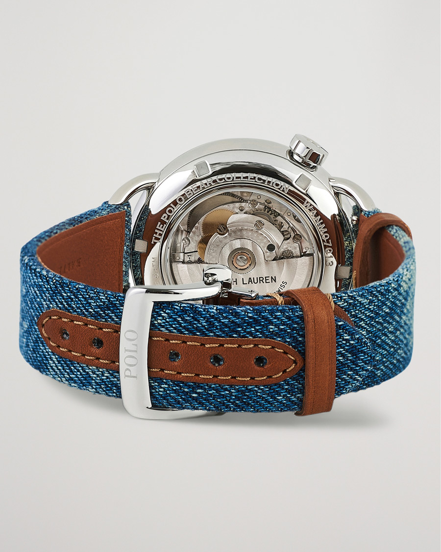Heren | Polo Ralph Lauren 42mm Automatic Denim Flag Bear Steel With White Dial | Polo Ralph Lauren | 42mm Automatic Denim Flag Bear Steel With White Dial