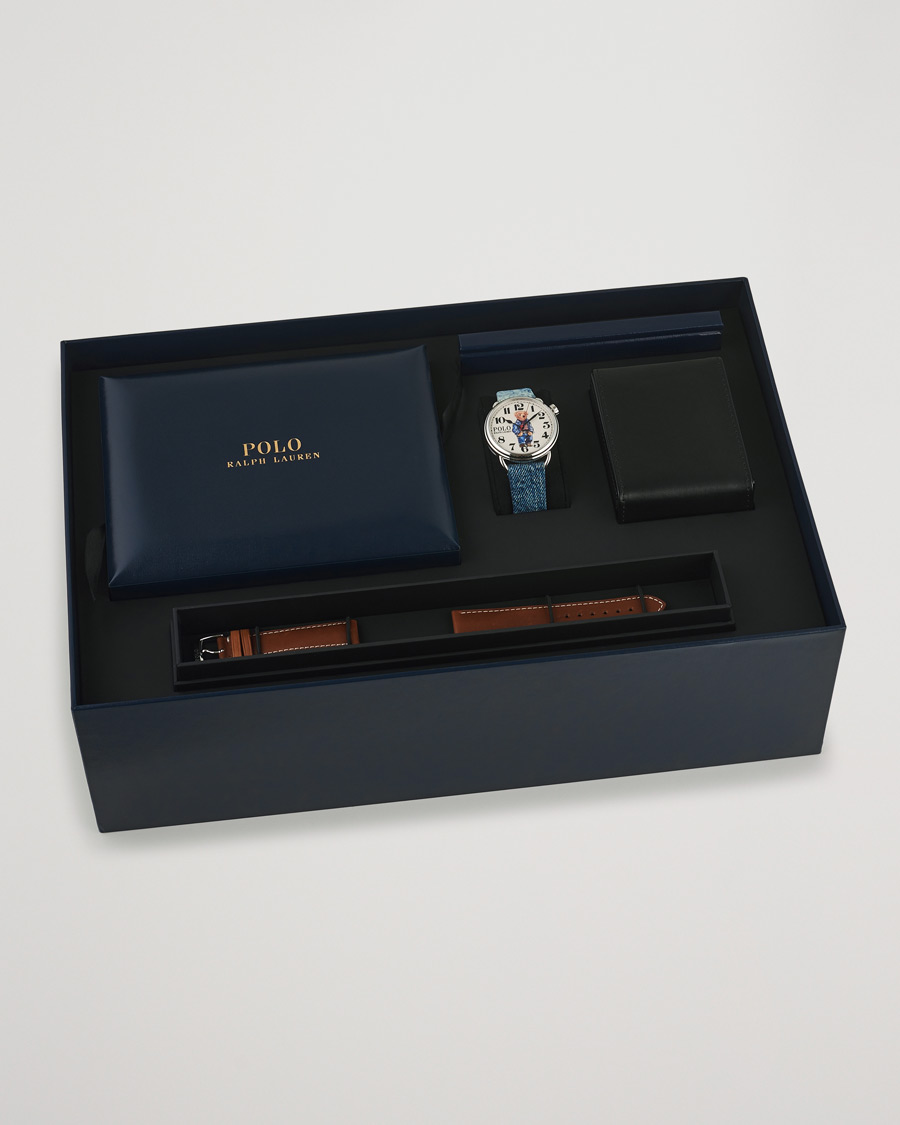 Heren | Polo Ralph Lauren 42mm Automatic Denim Flag Bear Steel With White Dial | Polo Ralph Lauren | 42mm Automatic Denim Flag Bear Steel With White Dial