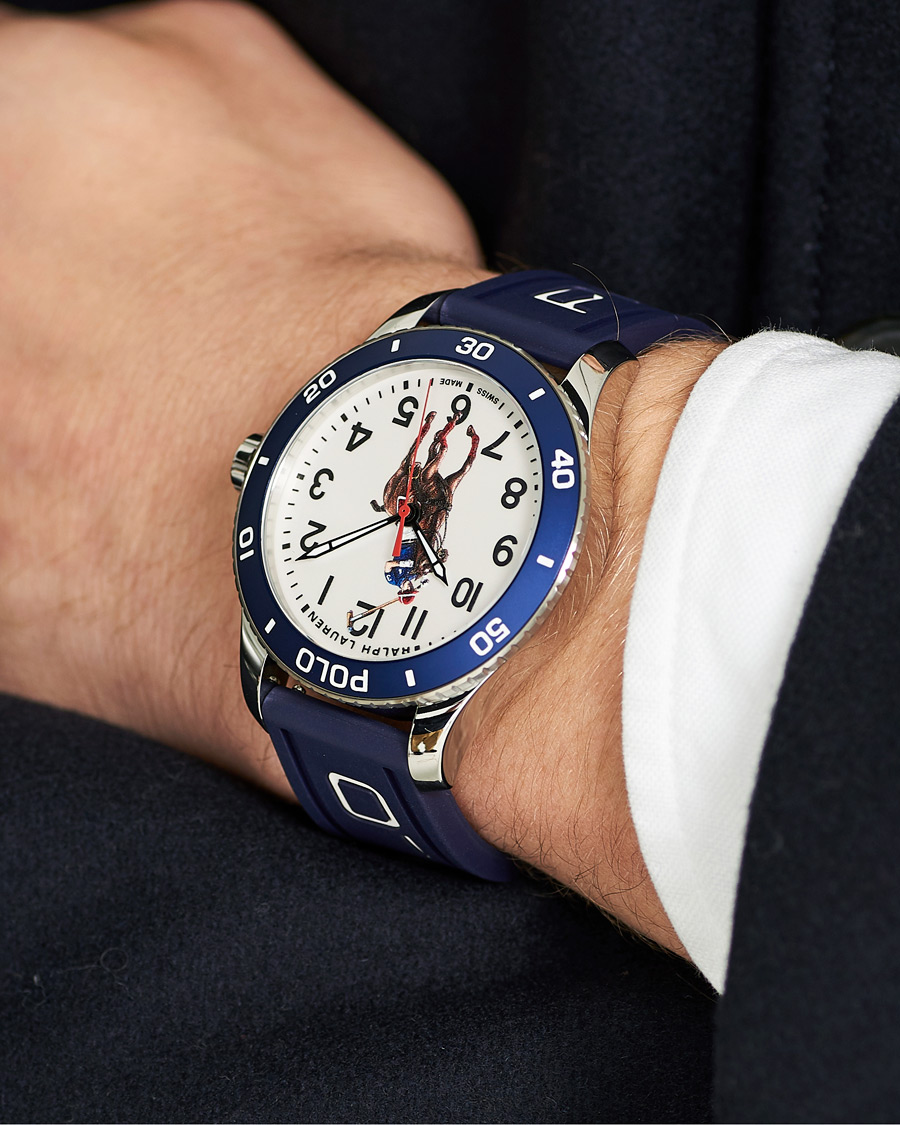 Homme | Polo Ralph Lauren 42mm Automatic Pony Player White Dial/Blue Bezel | Polo Ralph Lauren | 42mm Automatic Pony Player White Dial/Blue Bezel