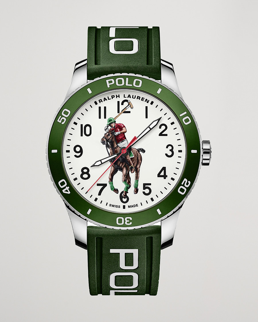 Homme | Polo Ralph Lauren 42mm Automatic Pony Player White Dial/Green Bezel | Polo Ralph Lauren | 42mm Automatic Pony Player White Dial/Green Bezel