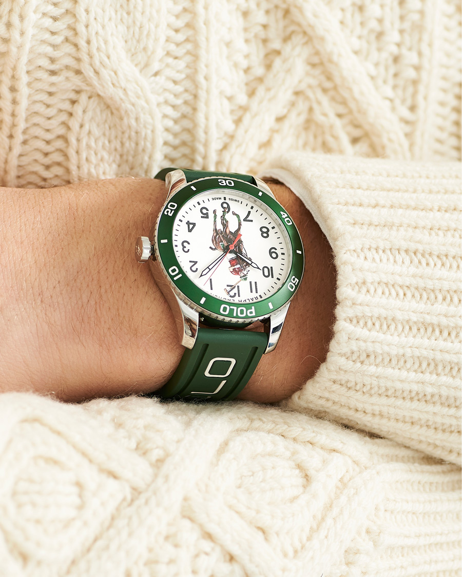 Homme | Polo Ralph Lauren 42mm Automatic Pony Player White Dial/Green Bezel | Polo Ralph Lauren | 42mm Automatic Pony Player White Dial/Green Bezel