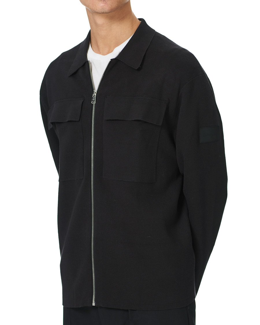Homme | Pulls Et Tricots | Calvin Klein | Punto Milano Full Zip Cardigan Black