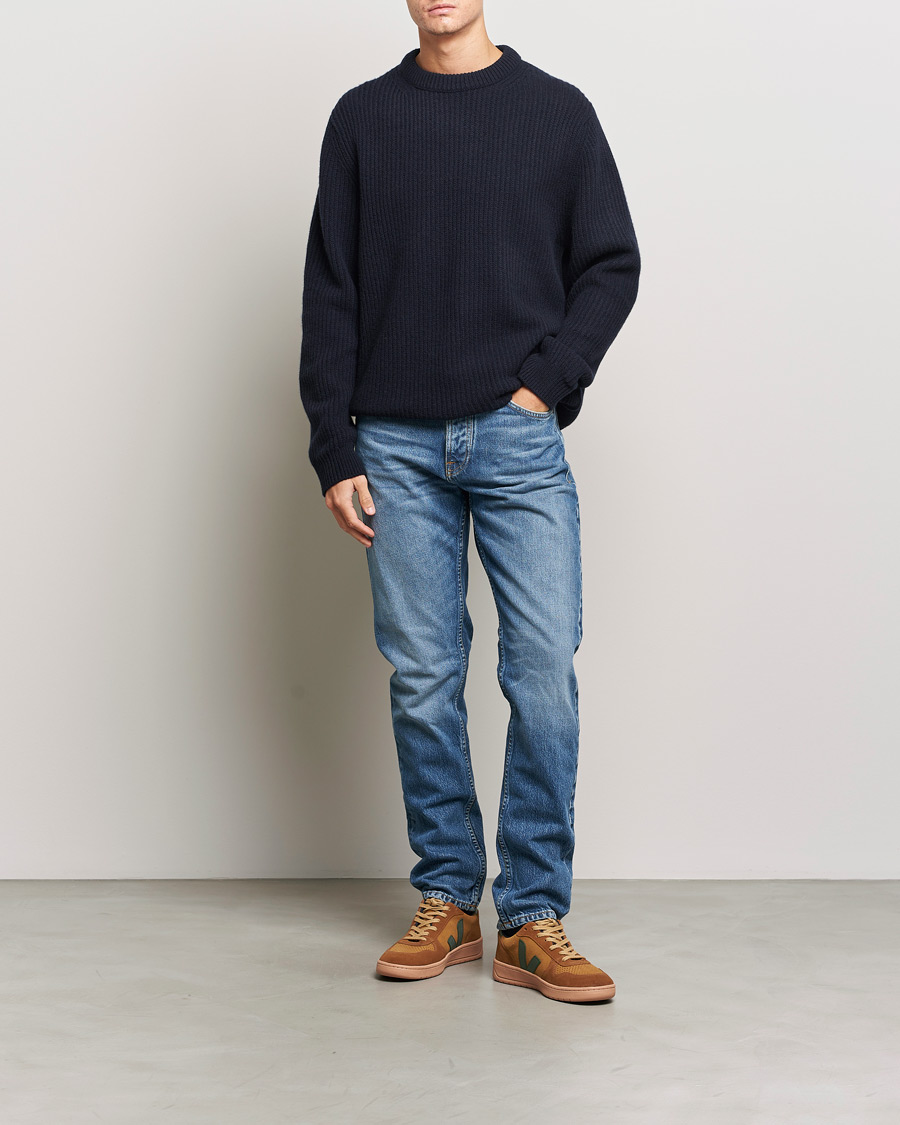 Homme | Pulls Et Tricots | Nudie Jeans | August Wool Rib Knitted Sweater Navy