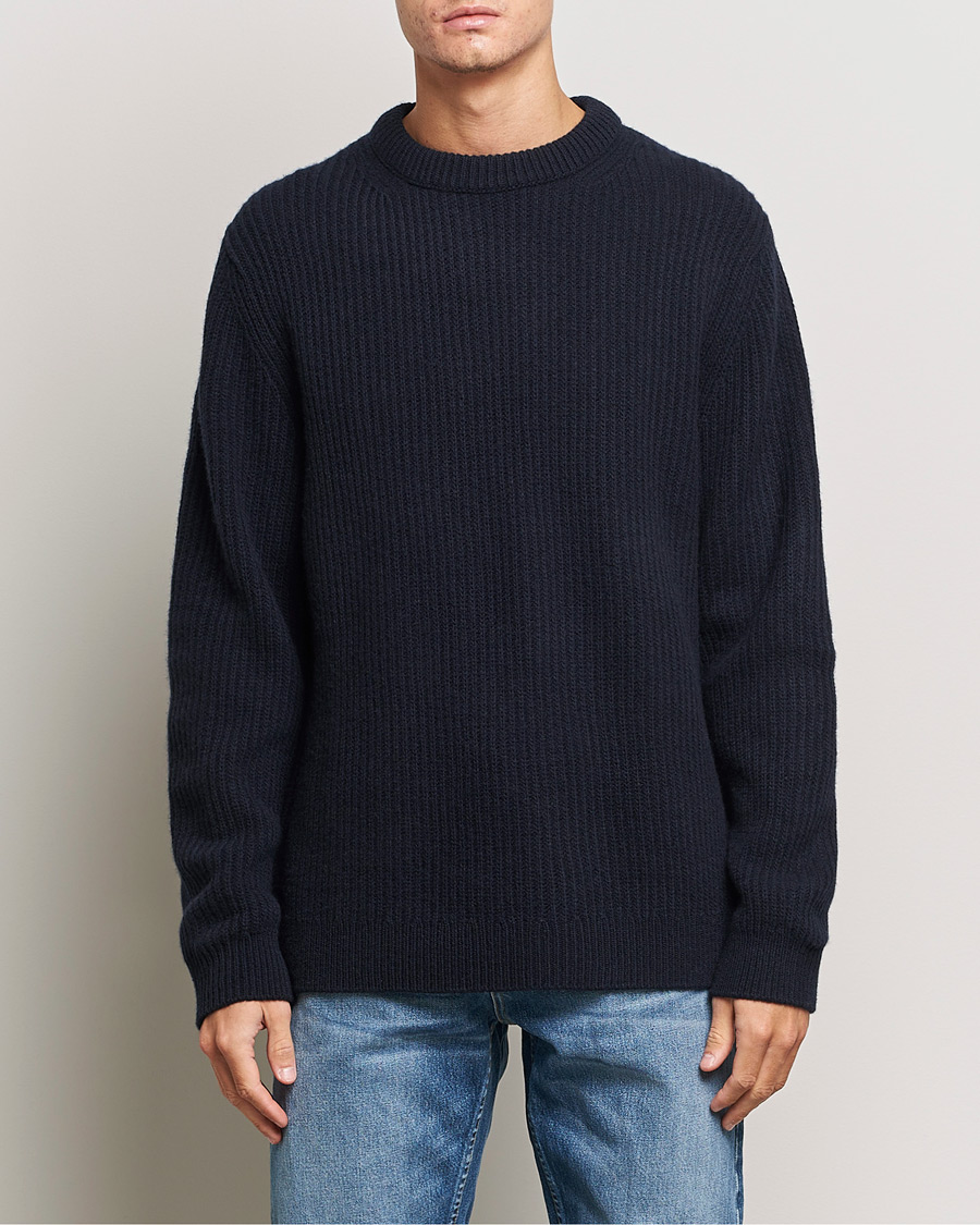 Homme | Pulls Et Tricots | Nudie Jeans | August Wool Rib Knitted Sweater Navy