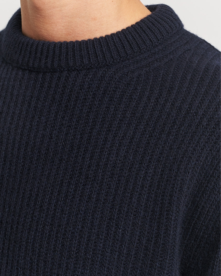 Homme | Pulls Et Tricots | Nudie Jeans | August Wool Rib Knitted Sweater Navy