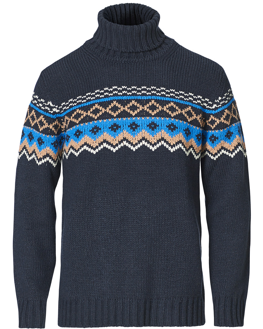Heren | Truien | NN07 | Stein Fair Isle Wool Rollneck Navy