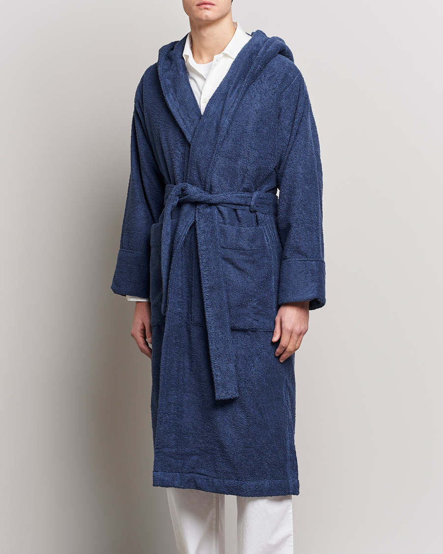 Homme | Peignoirs Et Pyjamas | Tekla | Organic Terry Hooded Bathrobe Navy
