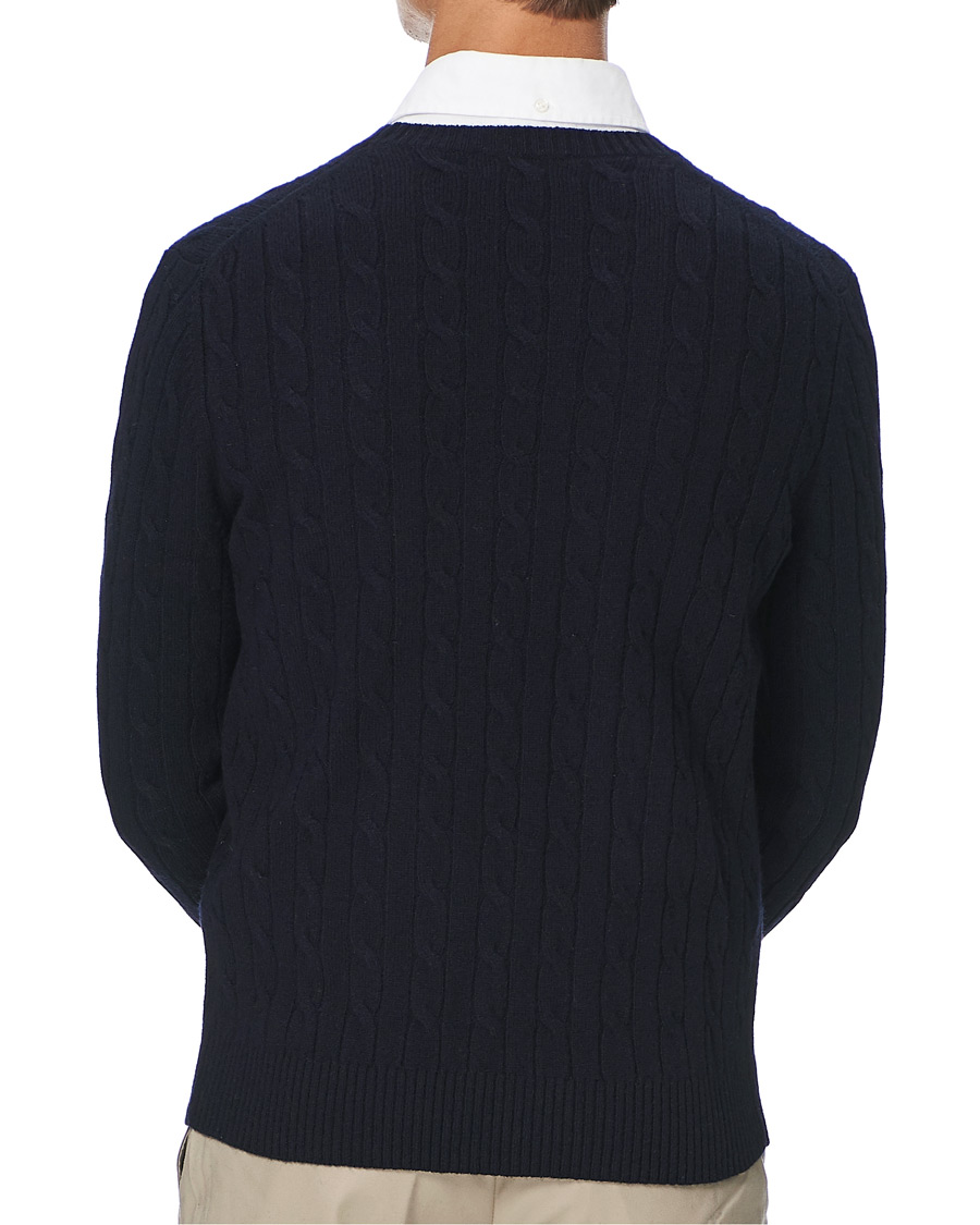 Homme | Pulls Et Tricots | Brooks Brothers | Lambswool Cable Crew Neck Navy