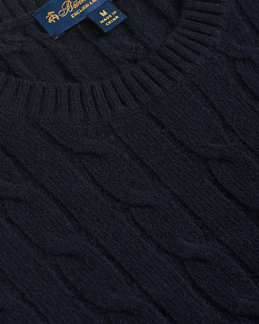 Homme | Pulls Et Tricots | Brooks Brothers | Lambswool Cable Crew Neck Navy