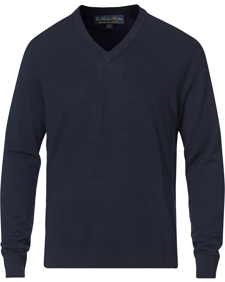 Homme | Pulls Et Tricots | Brooks Brothers | Washable Merino Wool V-Neck Navy