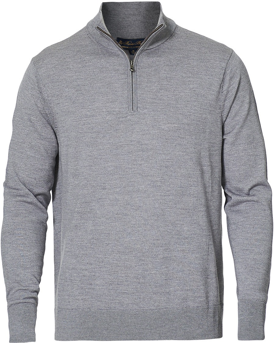Homme | Pulls Et Tricots | Brooks Brothers | Washable Merino Wool Half Zip Heather Grey