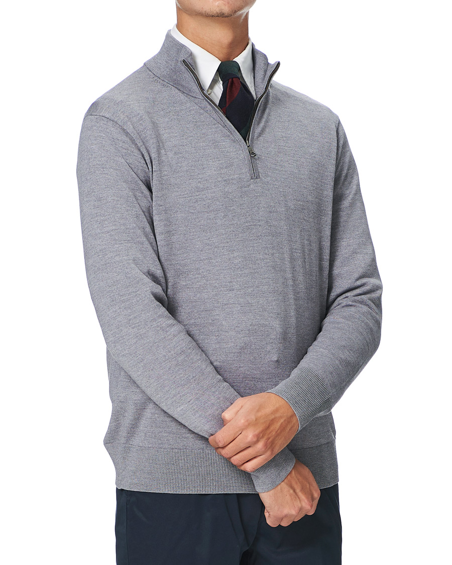 Homme | Pulls Et Tricots | Brooks Brothers | Washable Merino Wool Half Zip Heather Grey