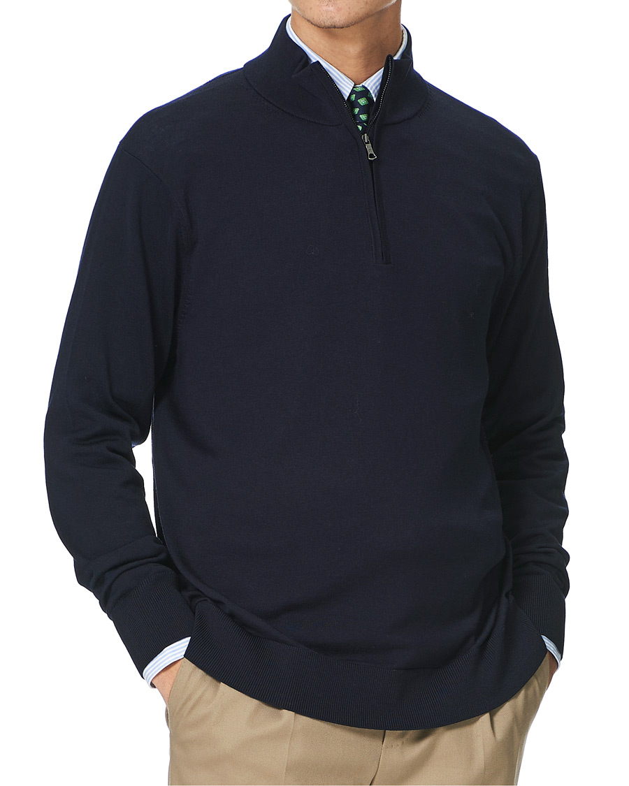 Heren | Truien | Brooks Brothers | Washable Merino Wool Half Zip Navy