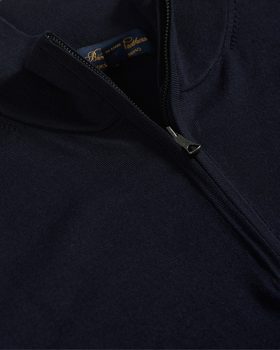Heren | Truien | Brooks Brothers | Washable Merino Wool Half Zip Navy