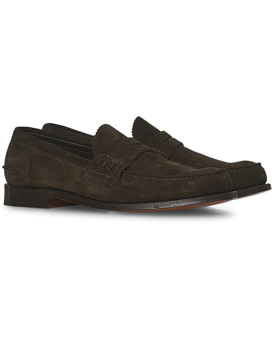 Homme | Church's Pembrey Suede Penny Loafers Dark Brown | Church's | Pembrey Suede Penny Loafers Dark Brown