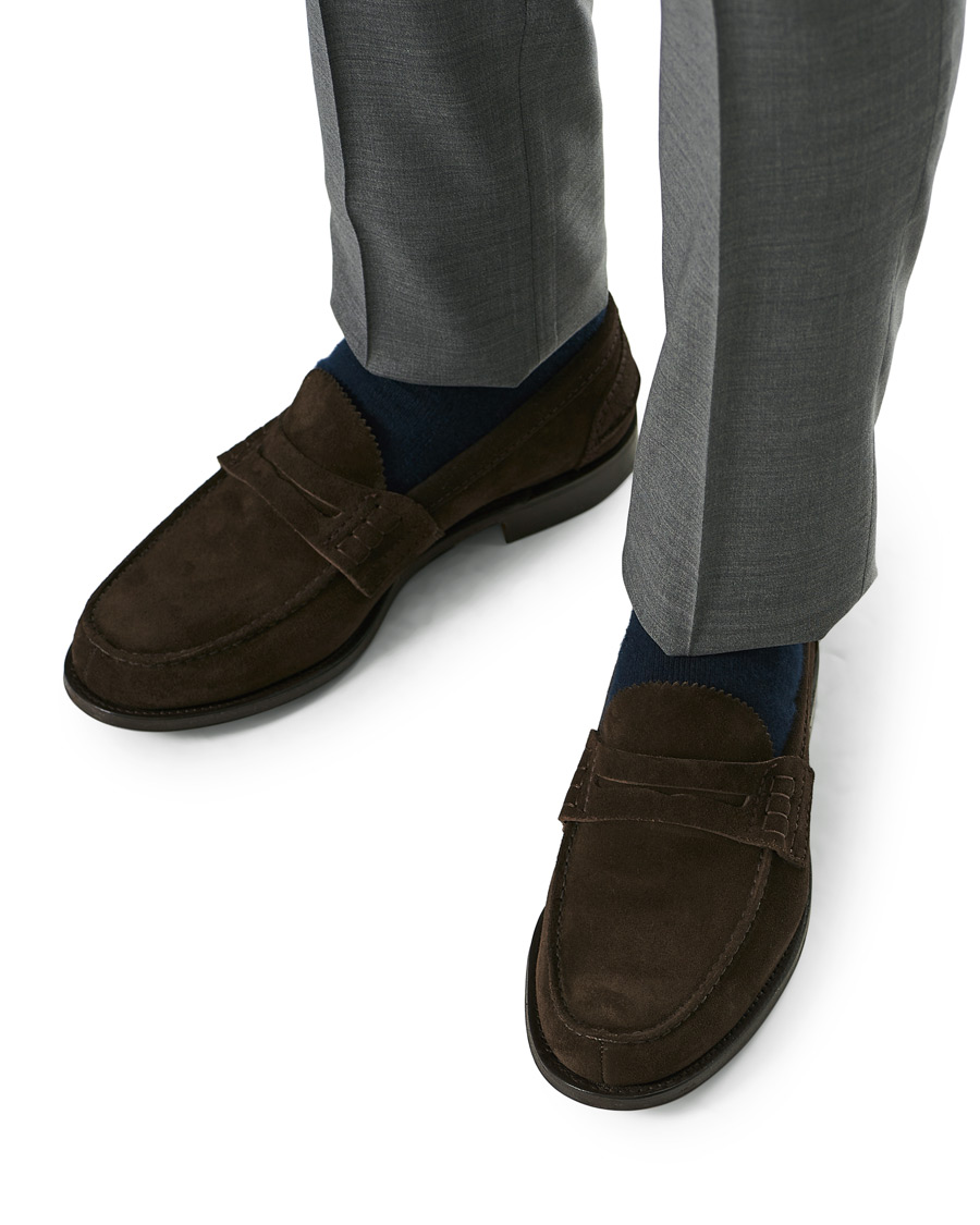 Homme | Church's Pembrey Suede Penny Loafers Dark Brown | Church's | Pembrey Suede Penny Loafers Dark Brown