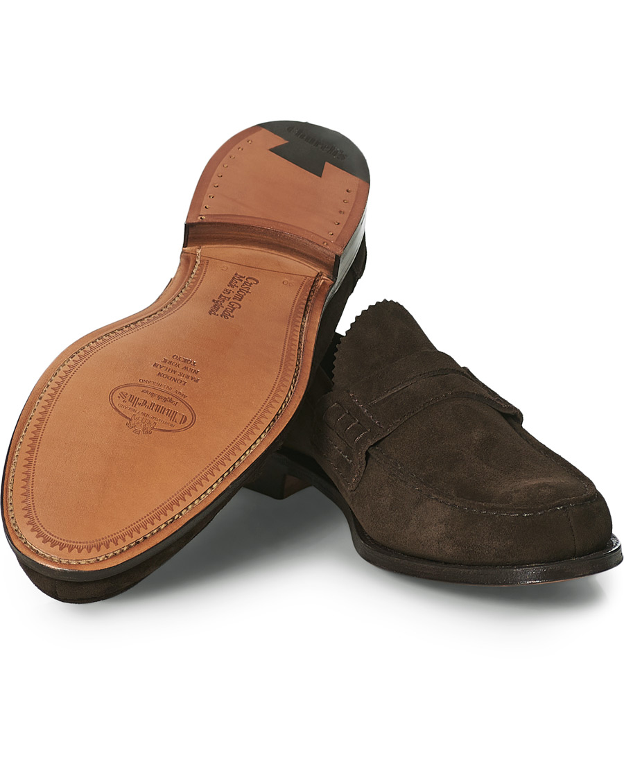 Homme | Church's Pembrey Suede Penny Loafers Dark Brown | Church's | Pembrey Suede Penny Loafers Dark Brown