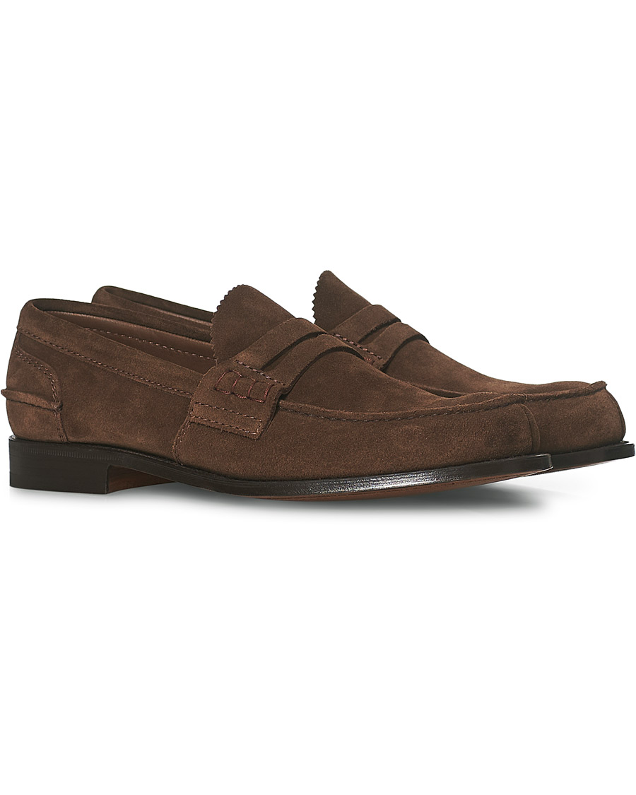 Heren | Church's Pembrey Suede Penny Loafers Sigar Brown | Church's | Pembrey Suede Penny Loafers Sigar Brown
