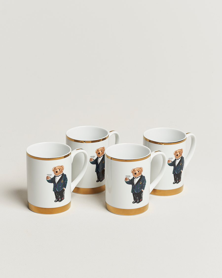 Homme | Pour La Maison | Ralph Lauren Home | Thompson Bear Porcelain Mug Set 4pcs White/Gold