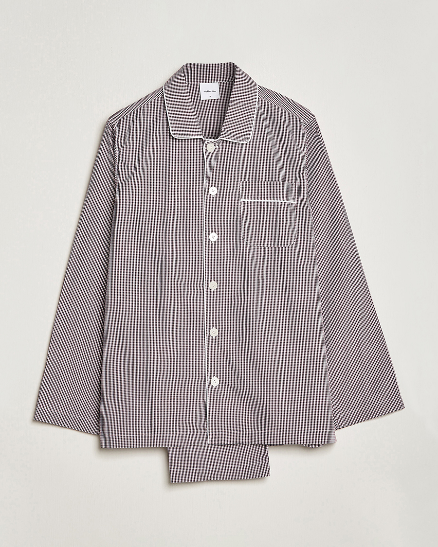Homme | Peignoirs Et Pyjamas | Nufferton | Alf Checked Pyjama Set Brown/White