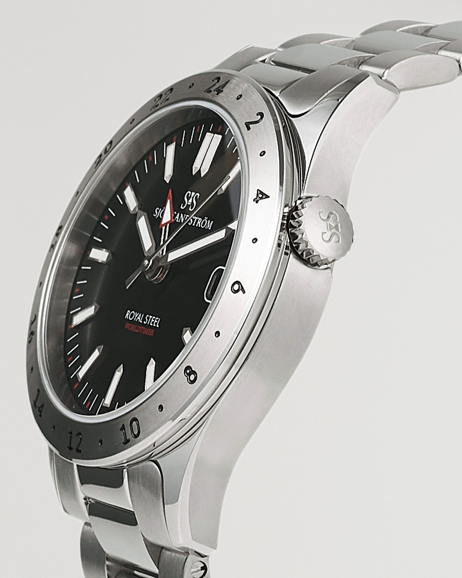 Homme | Sjöö Sandström Royal Steel Worldtimer 36mm Black with Steel | Sjöö Sandström | Royal Steel Worldtimer 36mm Black with Steel