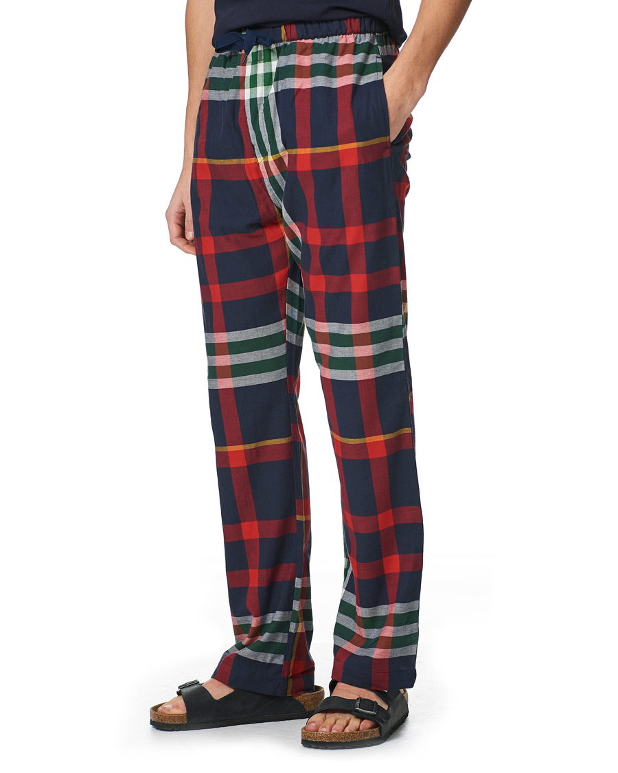 Homme | Peignoirs Et Pyjamas | GANT | Tartan Flannel T-shirt Pyjama Set Evening Blue