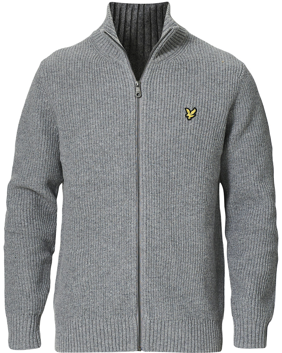 Homme | Pulls Et Tricots | Lyle & Scott | Knitted RIB Zip Through Cardigan Mid Grey Marl