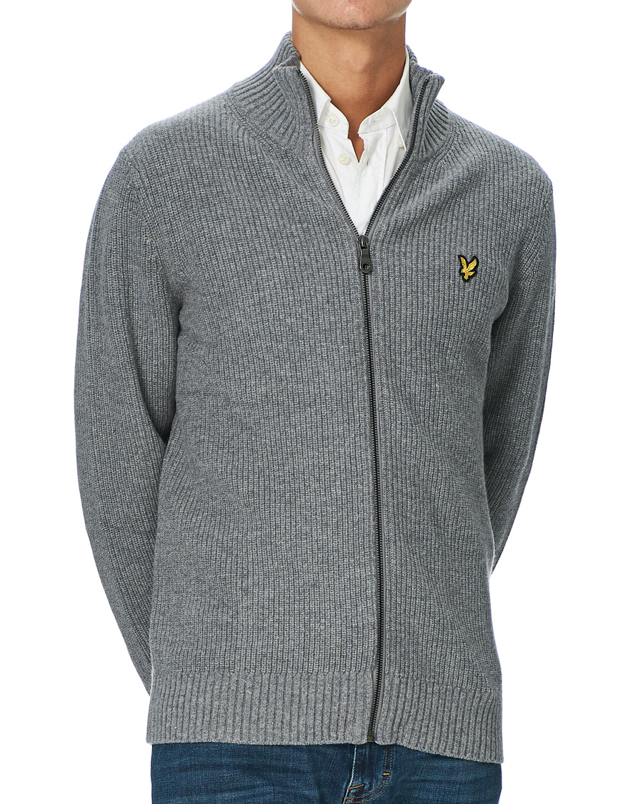 Homme | Pulls Et Tricots | Lyle & Scott | Knitted RIB Zip Through Cardigan Mid Grey Marl