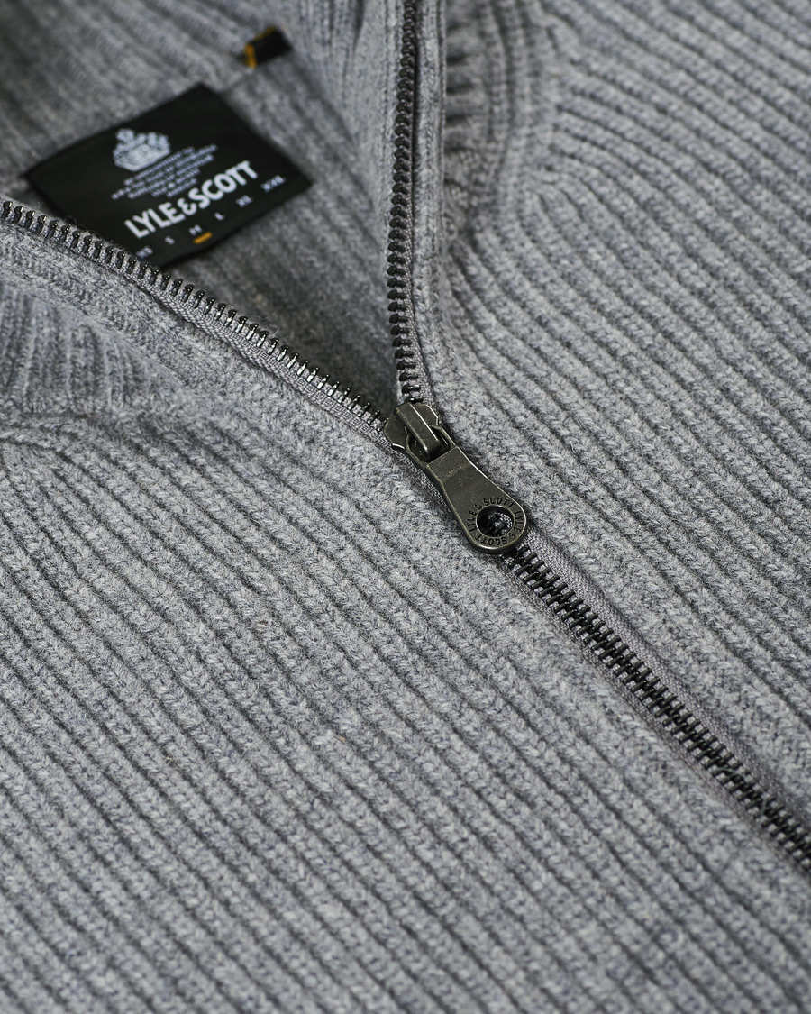 Homme | Pulls Et Tricots | Lyle & Scott | Knitted RIB Zip Through Cardigan Mid Grey Marl