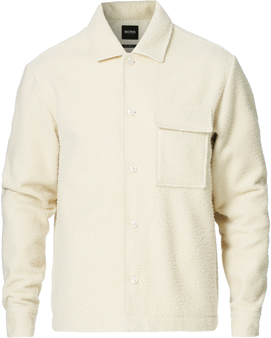 Homme | Pulls Et Tricots | BOSS BLACK | BOSS Nolan Boiled Wool Full Zip Sweater Open White