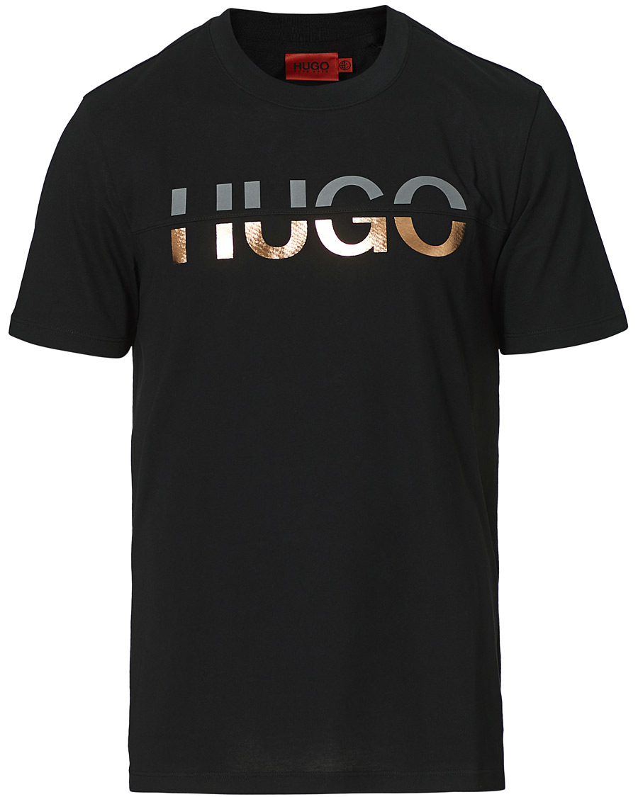 Homme | T-shirts | HUGO | Denghis Glossy Logo Crew Neck Tee Black