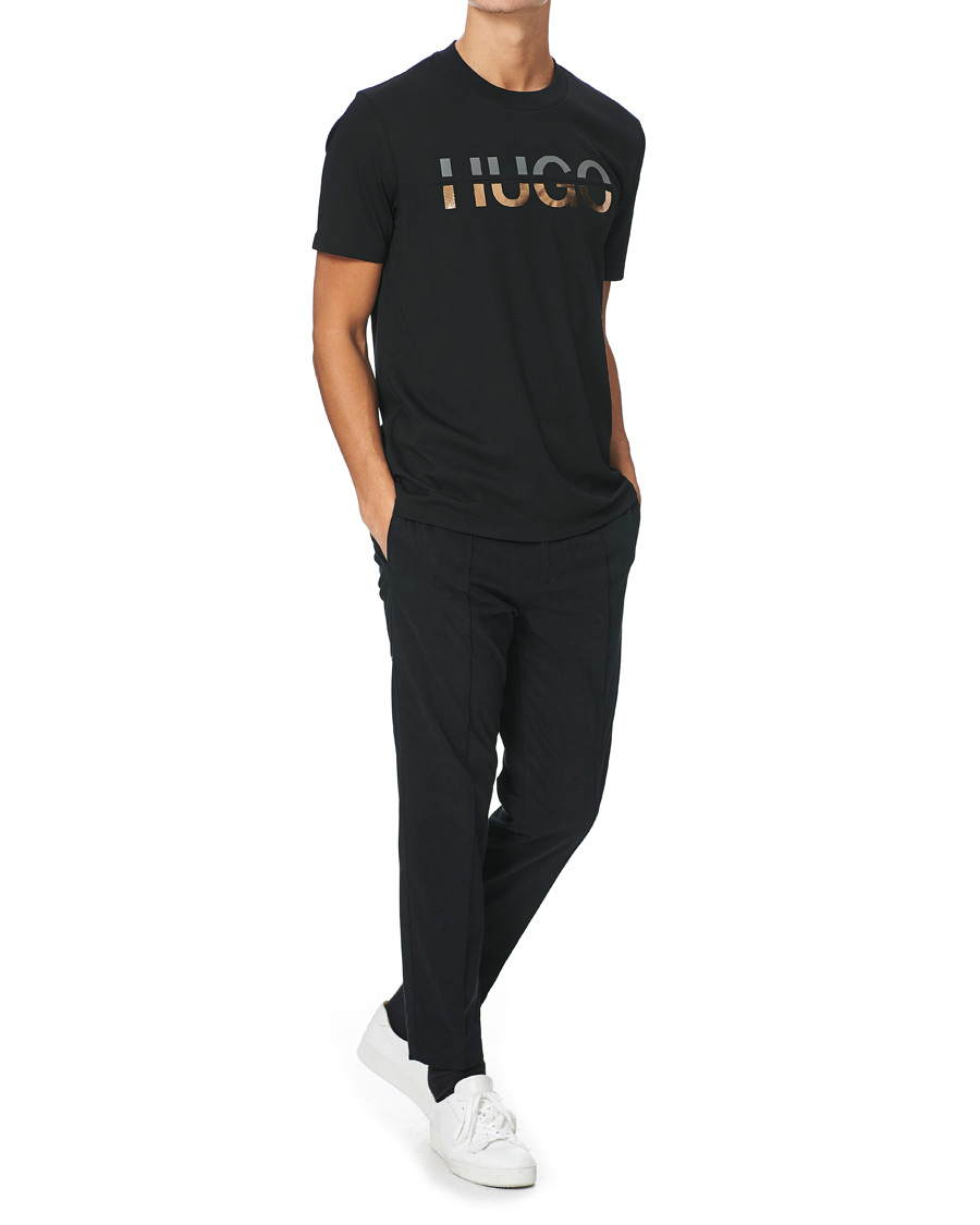 Homme | T-shirts | HUGO | Denghis Glossy Logo Crew Neck Tee Black