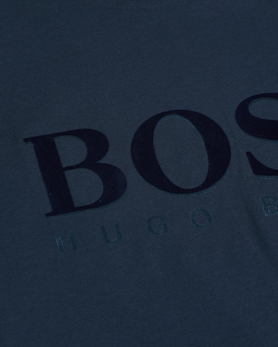 Homme | T-shirts | BOSS GREEN | BOSS Athleisure Velour Logo Crew Neck Tee Navy