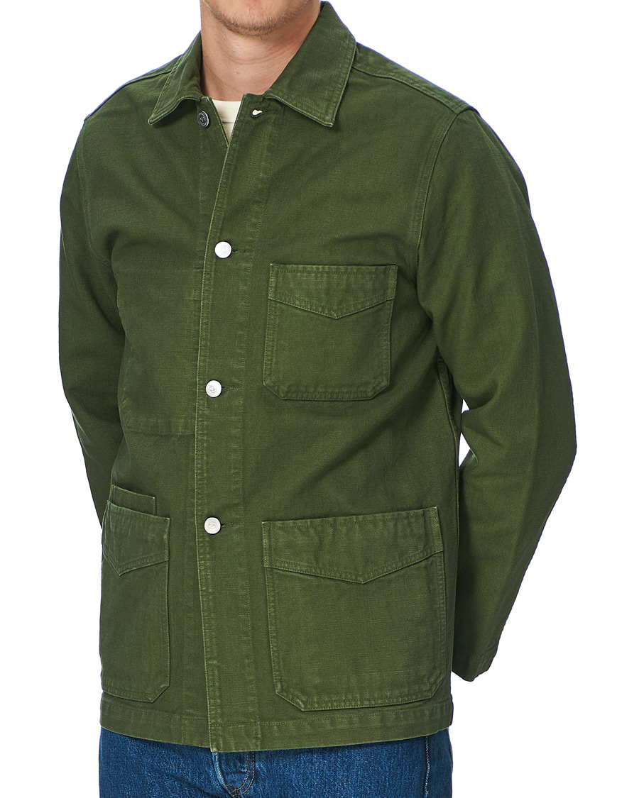 Homme | Manteaux Et Vestes | Drake's | Cotton Canvas Five Pocket Chore Jacket Green