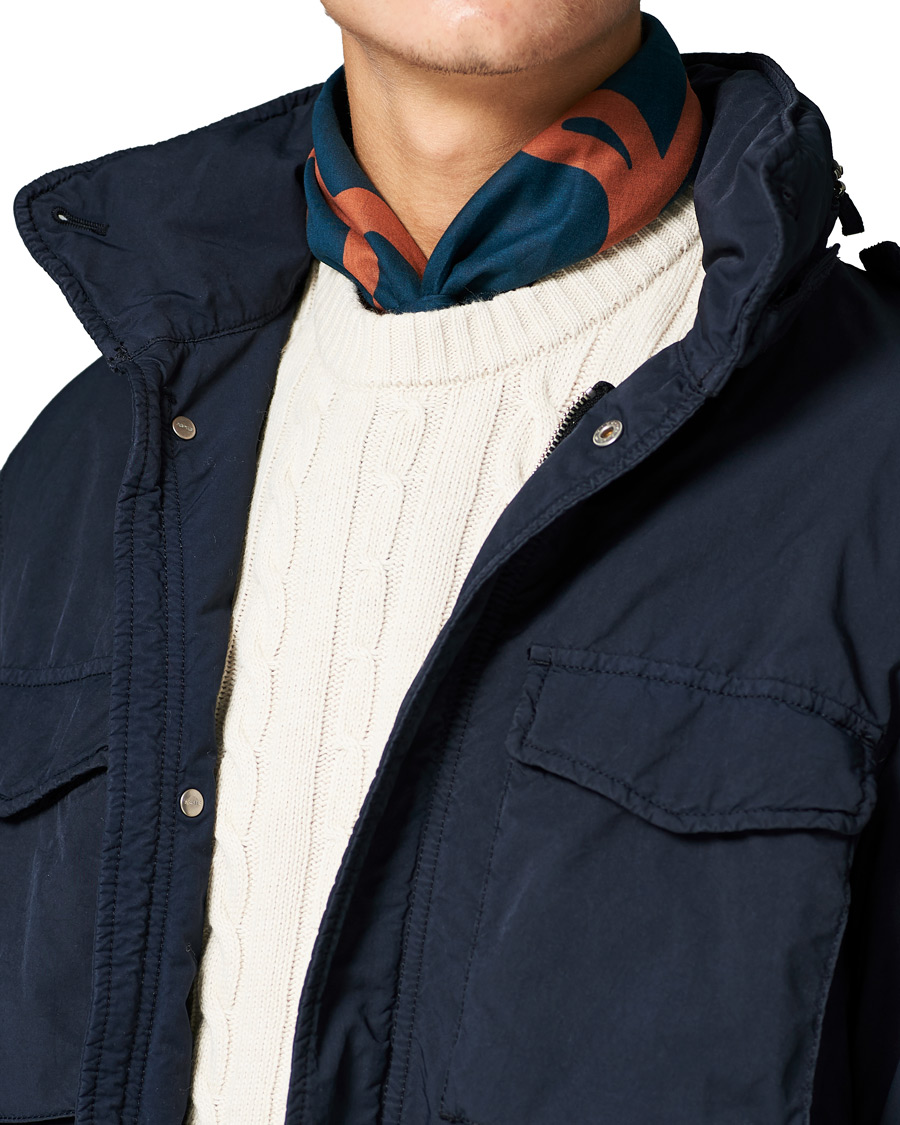 Homme | Drake's Archer Printed Cotton Bandana Navy | Drake's | Archer Printed Cotton Bandana Navy