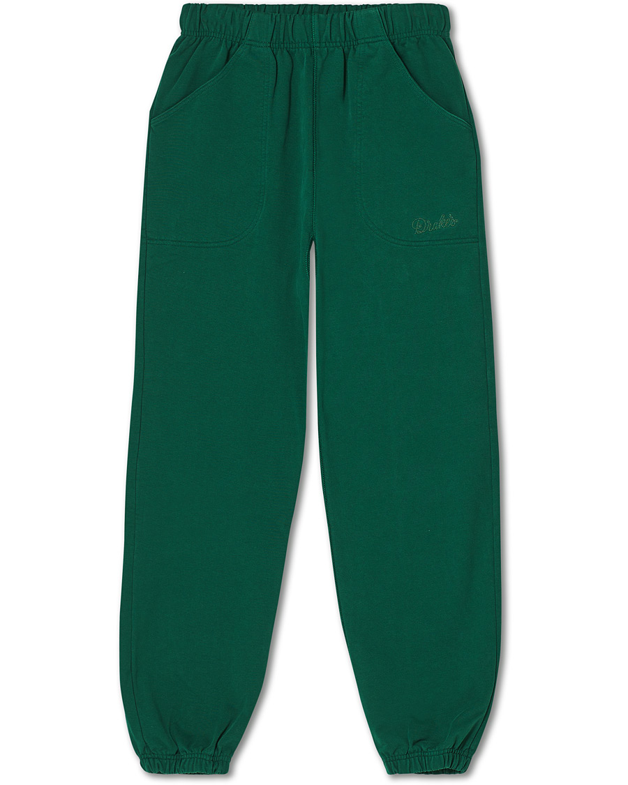 Heren | Broeken | Drake's | Cotton Jogging Bottoms Green