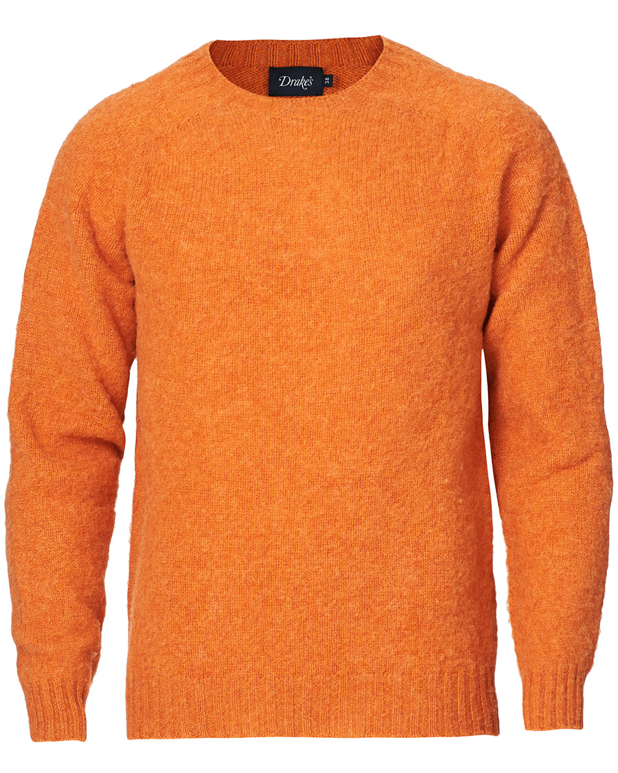 Homme | Pulls Et Tricots | Drake's | Shetland Crew Neck Jumper Orange Peel