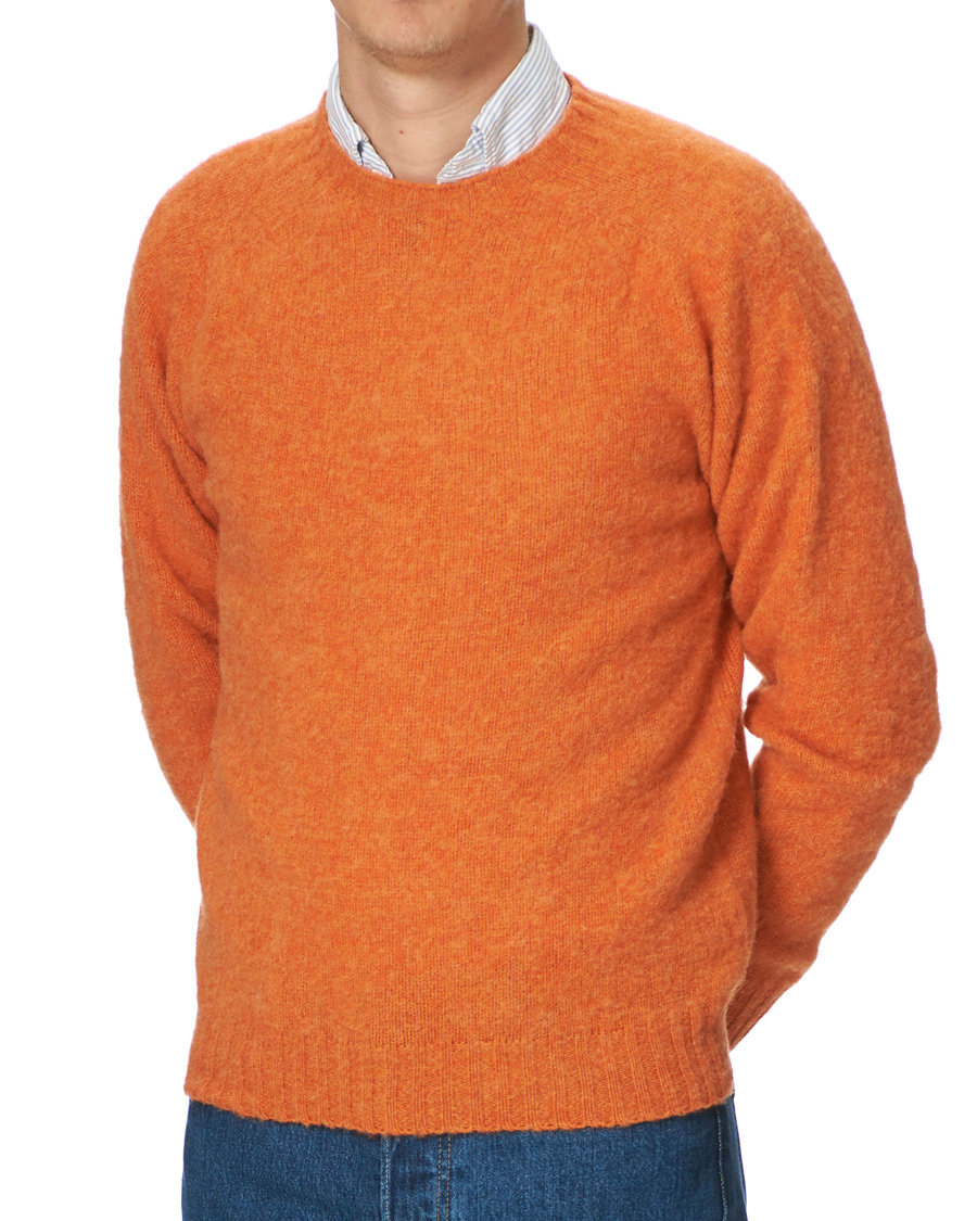 Homme | Pulls Et Tricots | Drake's | Shetland Crew Neck Jumper Orange Peel